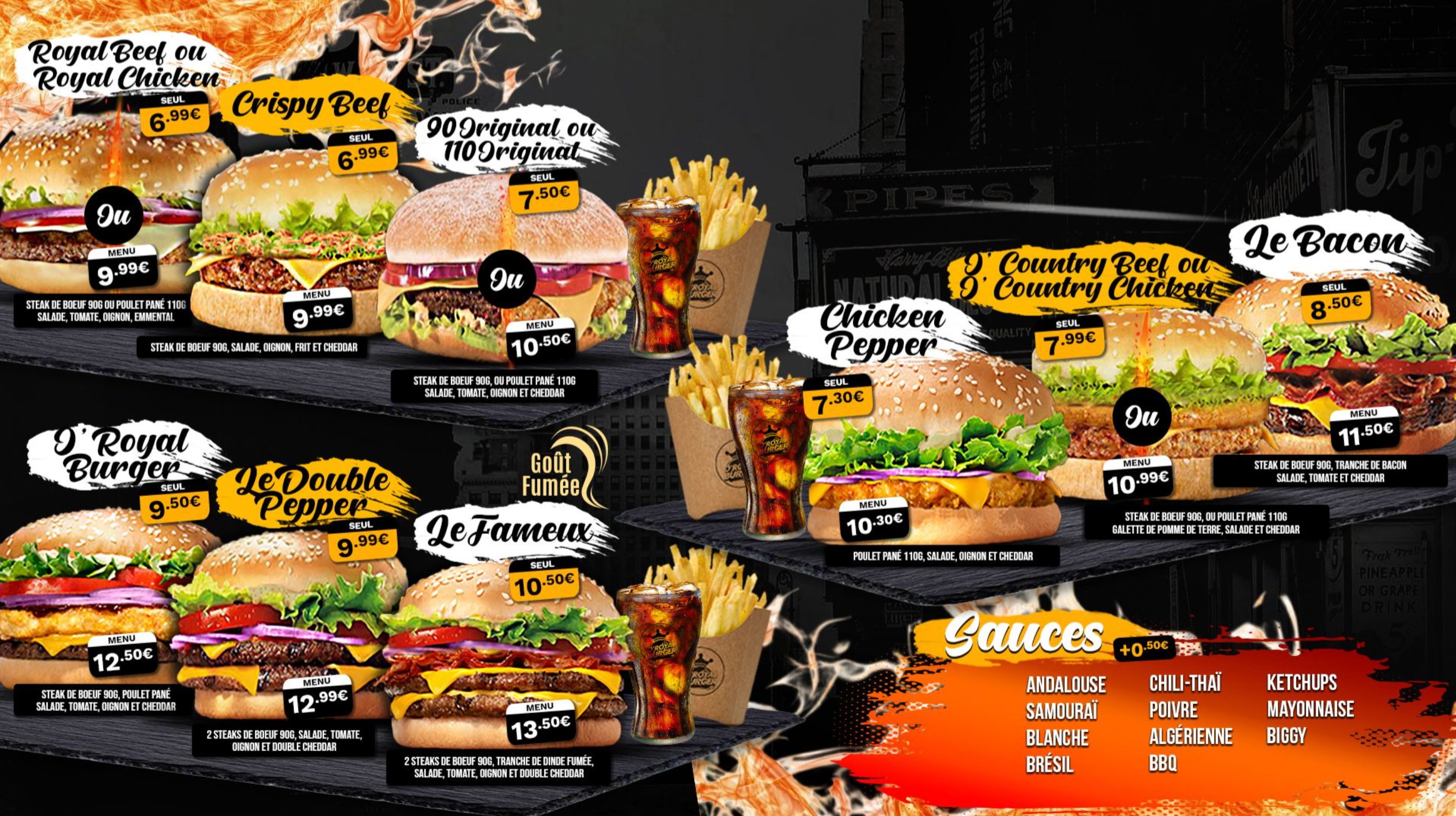 Menu Burgers Gourmet